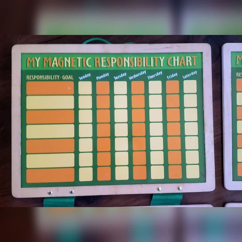 2 Melissa and Doug Wooden Magnetic Responsibility Charts